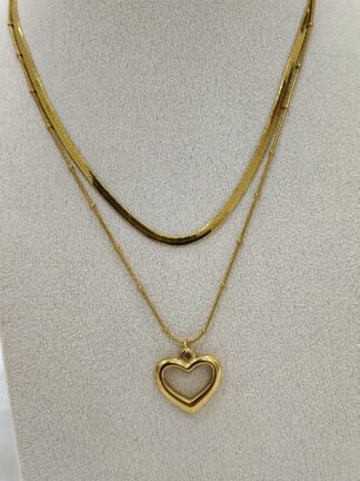 Collier Double Rang Cœur